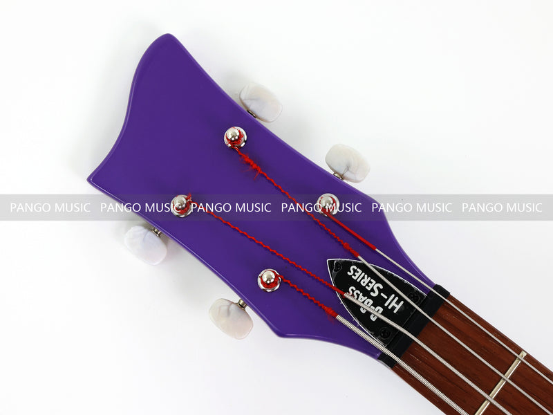 4 String Violin Semi-Hollow Electric Bass Guitar with Gloss Purple Black Burst Finish (HY-2571)