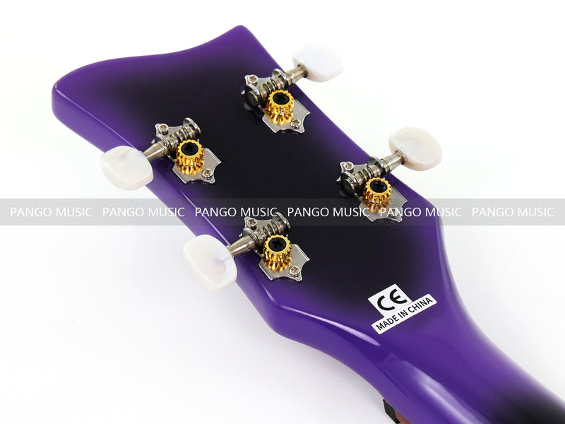 4 String Violin Semi-Hollow Electric Bass Guitar with Gloss Purple Black Burst Finish (HY-2571)