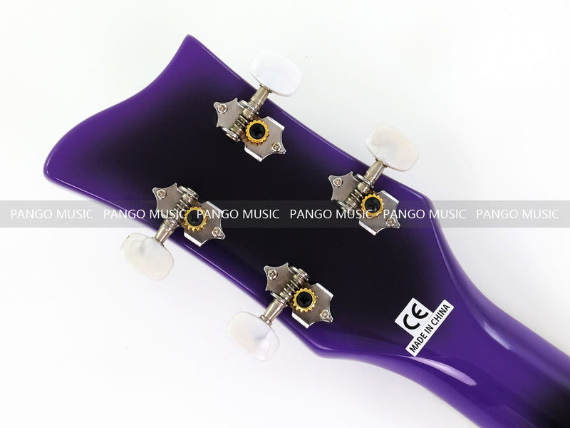 4 String Violin Semi-Hollow Electric Bass Guitar with Gloss Purple Black Burst Finish (HY-2571)