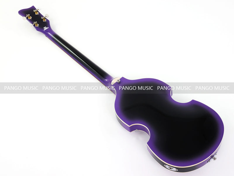 4 String Violin Semi-Hollow Electric Bass Guitar with Gloss Purple Black Burst Finish (HY-2571)