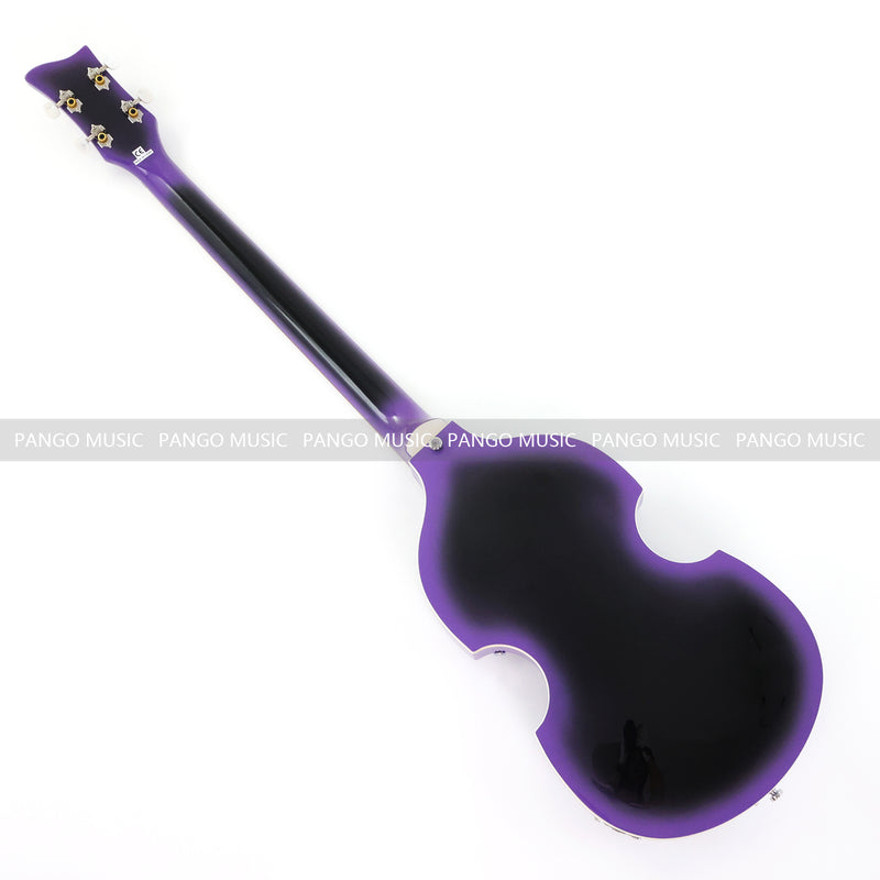 4 String Violin Semi-Hollow Electric Bass Guitar with Gloss Purple Black Burst Finish (HY-2571)