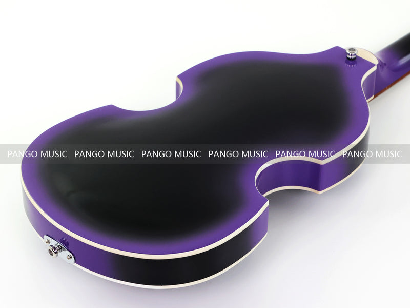 4 String Violin Semi-Hollow Electric Bass Guitar with Gloss Purple Black Burst Finish (HY-2571)