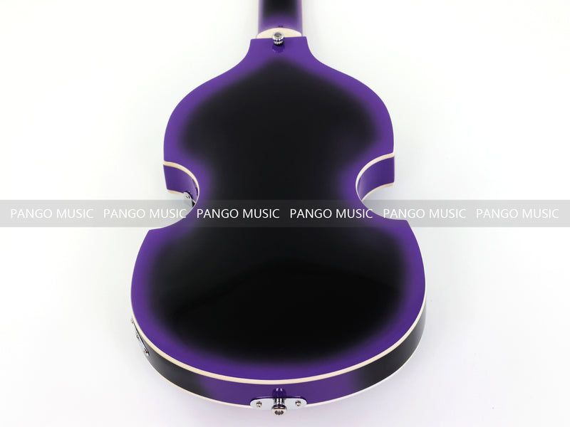 4 String Violin Semi-Hollow Electric Bass Guitar with Gloss Purple Black Burst Finish (HY-2571)