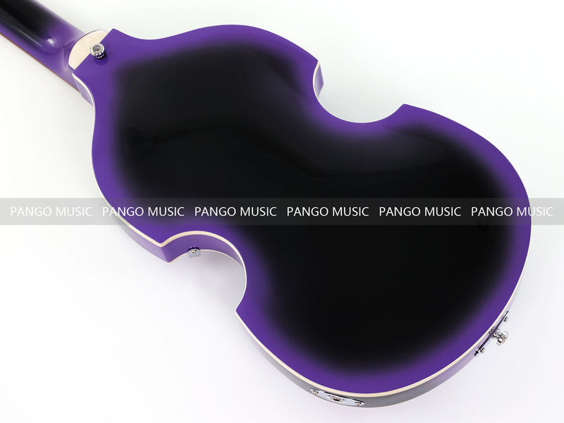4 String Violin Semi-Hollow Electric Bass Guitar with Gloss Purple Black Burst Finish (HY-2571)
