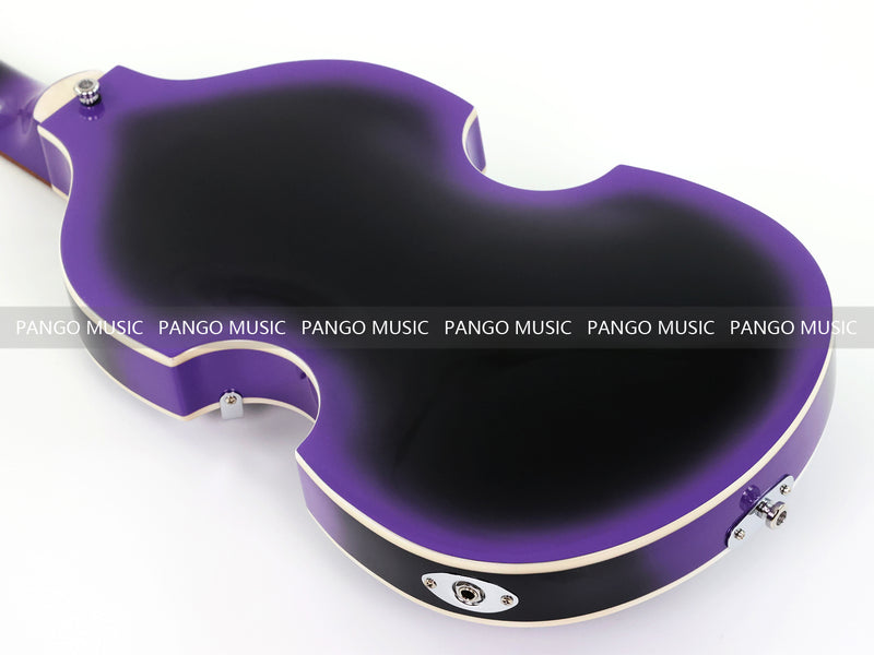 4 String Violin Semi-Hollow Electric Bass Guitar with Gloss Purple Black Burst Finish (HY-2571)