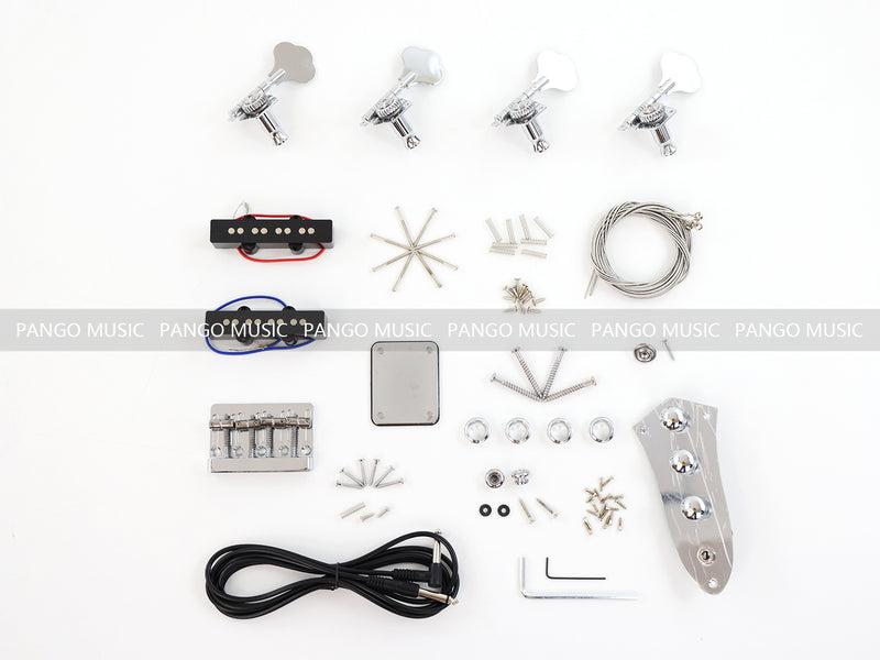 4-String All Zebrawood DIY Jazz Bass Guitar Kit (PJB-015, Limited Edition)