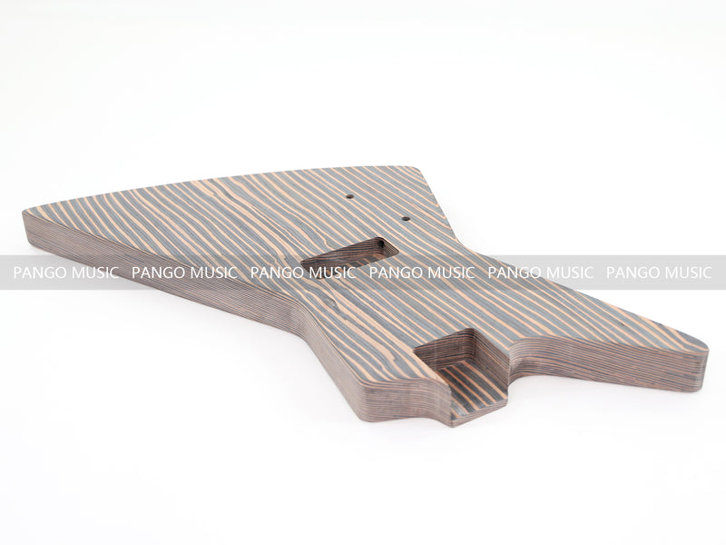 4-String Left-Handed Explorer Style All Zebrawood DIY Bass Guitar Kit ( 15429, Limited Edition )