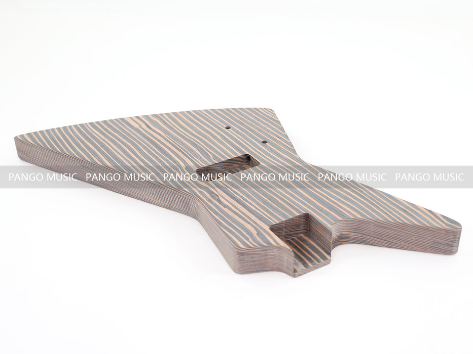 4 Strings Left Hand Explorer Style All Zebrawood DIY Bass Guitar Kit ( 15429, Limited Edition )