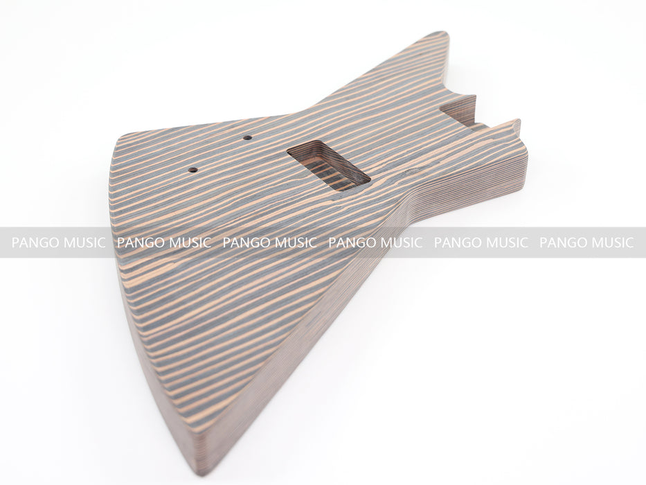 4 Strings Left Hand Explorer Style All Zebrawood DIY Bass Guitar Kit ( 15429, Limited Edition )