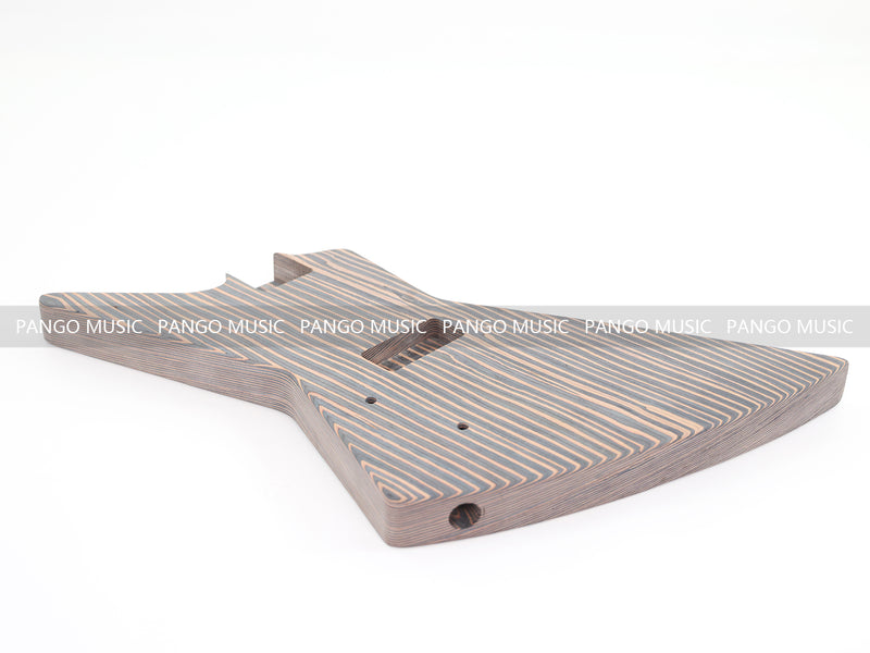 4-String Left-Handed Explorer Style All Zebrawood DIY Bass Guitar Kit ( 15429, Limited Edition )