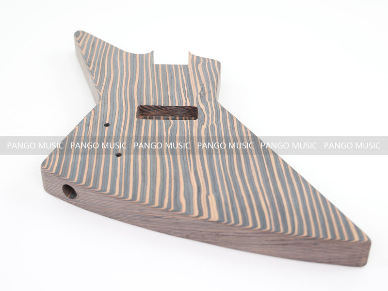 4-String Left-Handed Explorer Style All Zebrawood DIY Bass Guitar Kit ( 15429, Limited Edition )