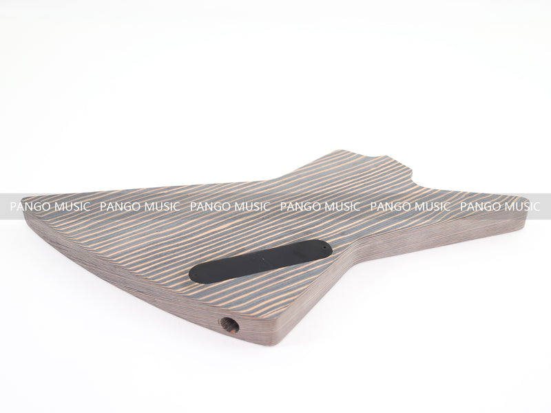 4-String Left-Handed Explorer Style All Zebrawood DIY Bass Guitar Kit ( 15429, Limited Edition )