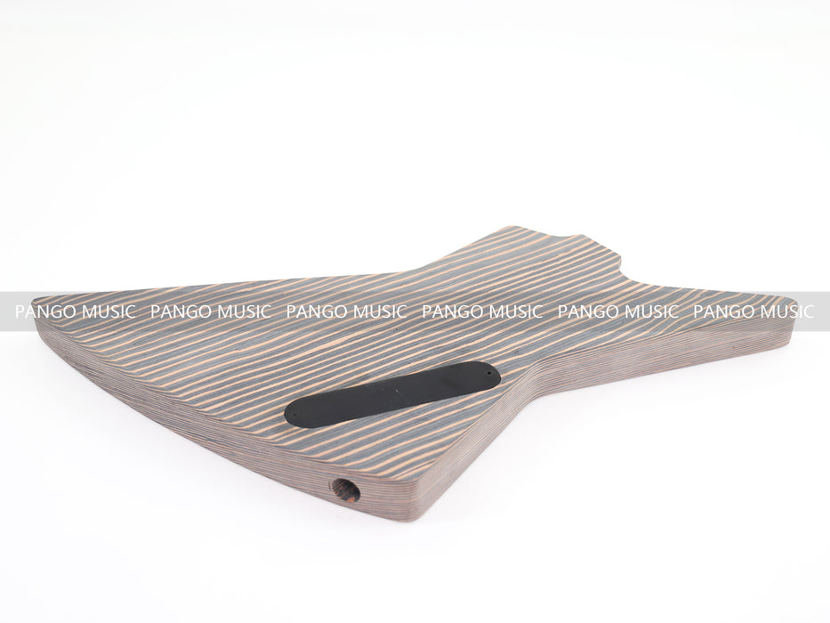 4 Strings Left Hand Explorer Style All Zebrawood DIY Bass Guitar Kit ( 15429, Limited Edition )