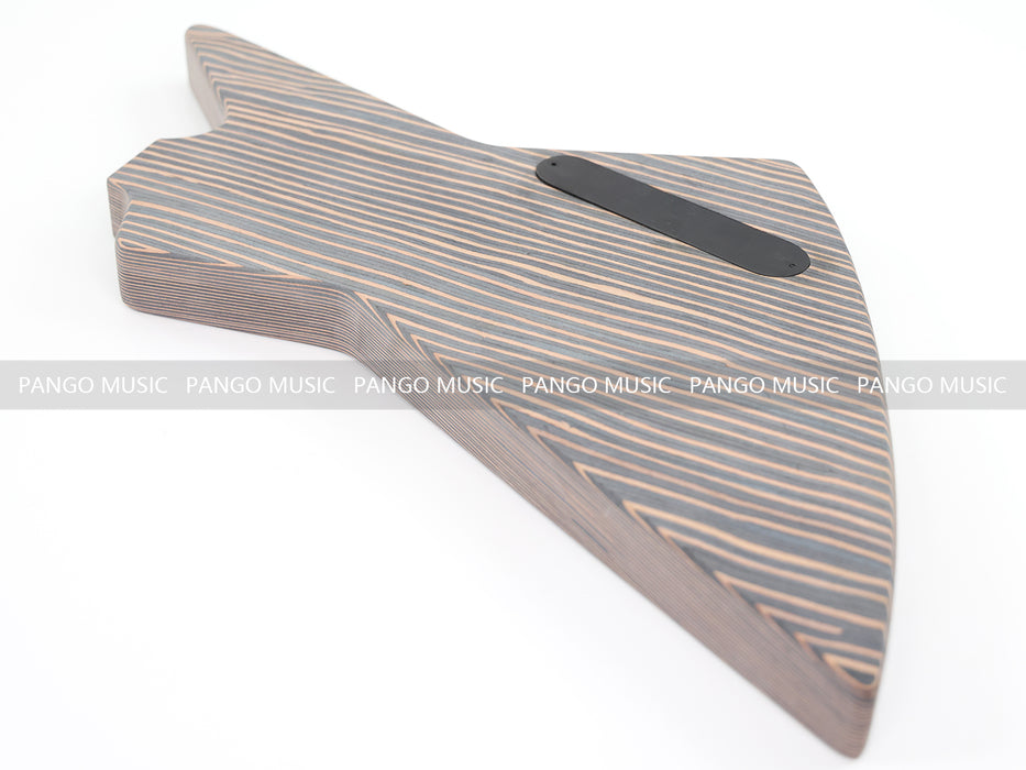 4 Strings Left Hand Explorer Style All Zebrawood DIY Bass Guitar Kit ( 15429, Limited Edition )