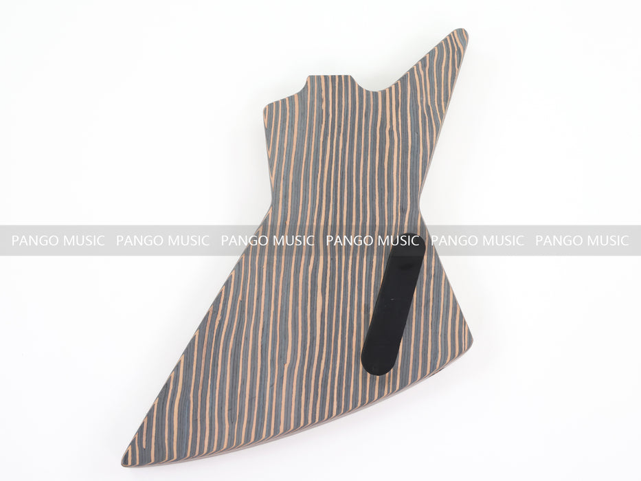 4 Strings Left Hand Explorer Style All Zebrawood DIY Bass Guitar Kit ( 15429, Limited Edition )