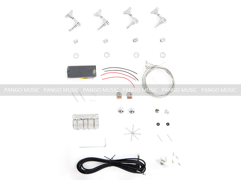 4-String Left-Handed Explorer Style All Zebrawood DIY Bass Guitar Kit ( 15429, Limited Edition )