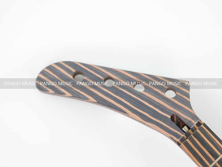 4 Strings Left Hand Explorer Style All Zebrawood DIY Bass Guitar Kit ( 15429, Limited Edition )