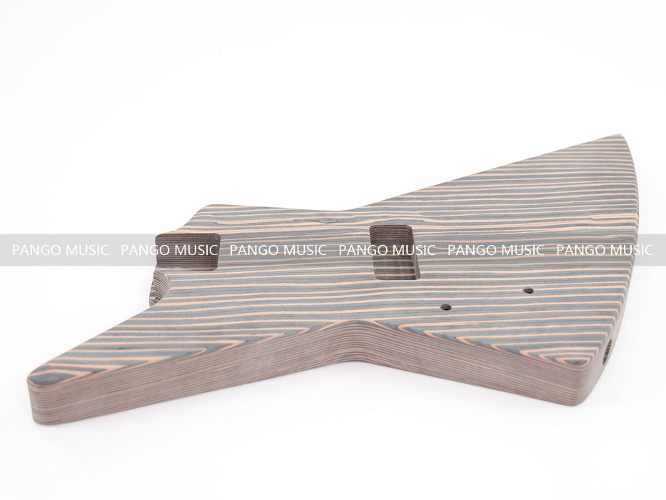 4 Strings Left Hand Explorer Style All Zebrawood DIY Bass Guitar Kit ( 15429, Limited Edition )