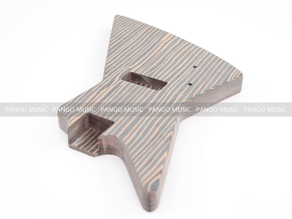 4 Strings Left Hand Explorer Style All Zebrawood DIY Bass Guitar Kit ( 15429, Limited Edition )
