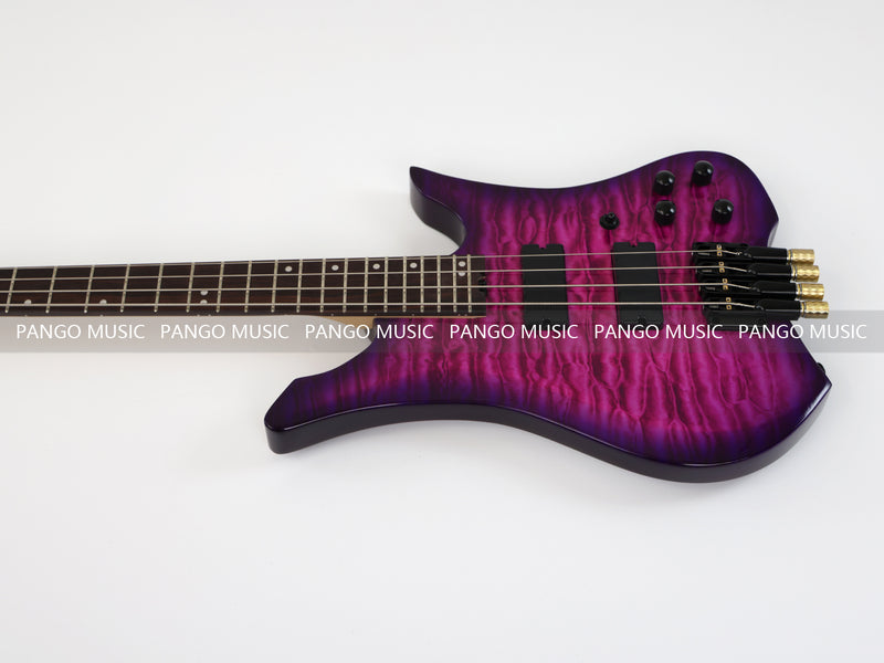 4 Strings Headless Electric Bass Guitar with AAA Quilted Maple Top (PJX-681)