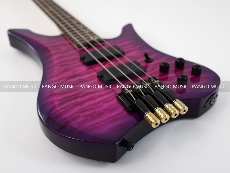 4 Strings Headless Electric Bass Guitar with AAA Quilted Maple Top (PJX-681)