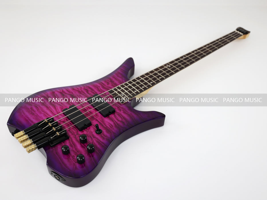 4 Strings Headless Electric Bass Guitar with AAA Quilted Maple Top (PJX-681)