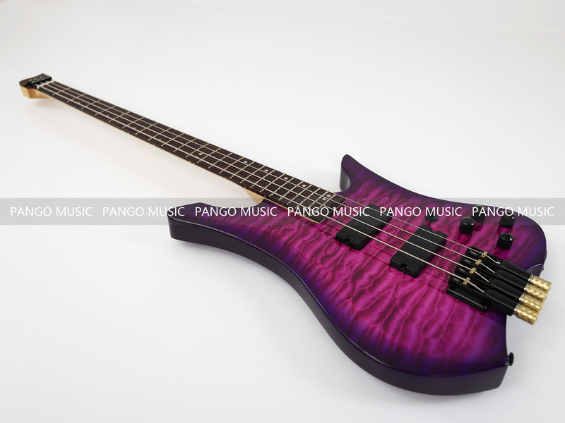 4 Strings Headless Electric Bass Guitar with AAA Quilted Maple Top (PJX-681)