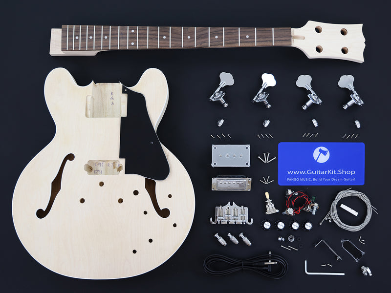 4-String Semi-hollow Body DIY Electric Bass Guitar Kit (18931, Limited Edition)