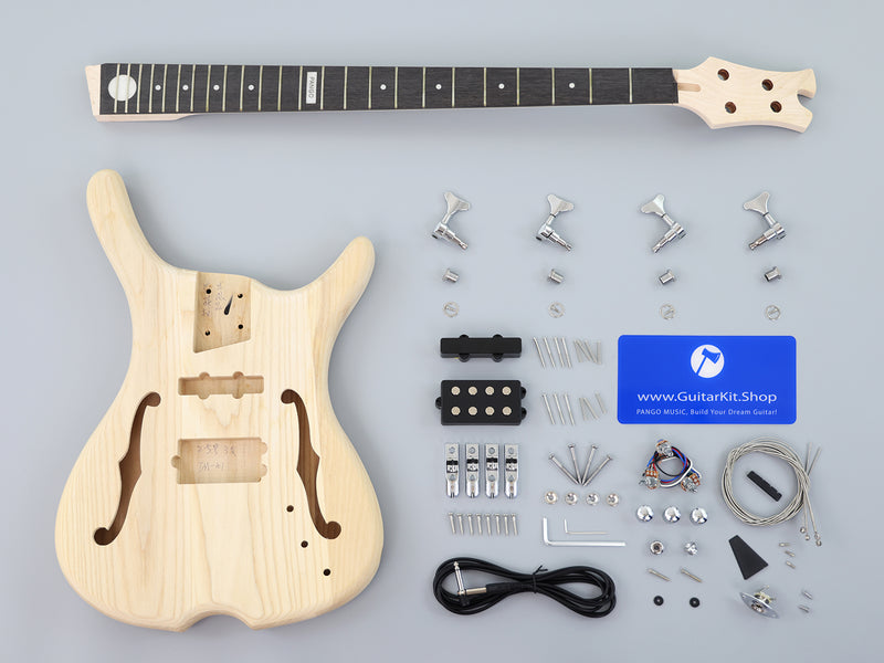 Pre-Sale 4-String Semi-hollow Body DIY Electric Bass Guitar Kit (PTM-101)