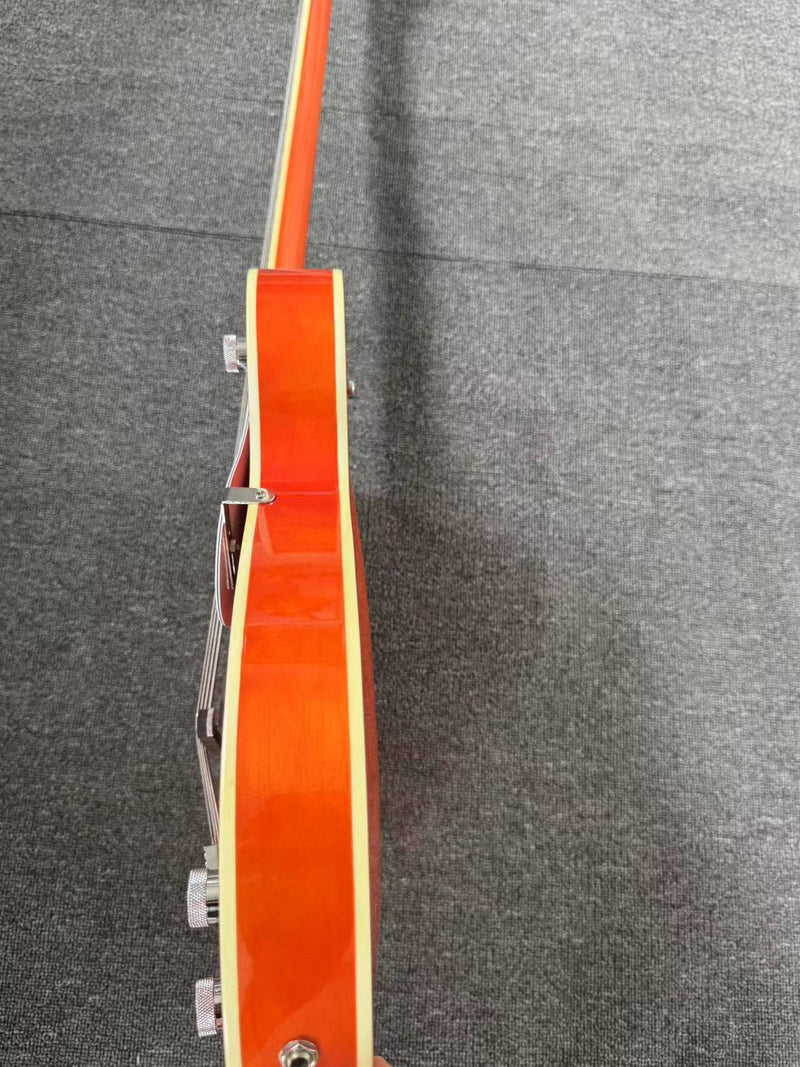 4-String Semi-Hollow Electric Bass Guitar with Gloss Orange Finish (PHY-158)