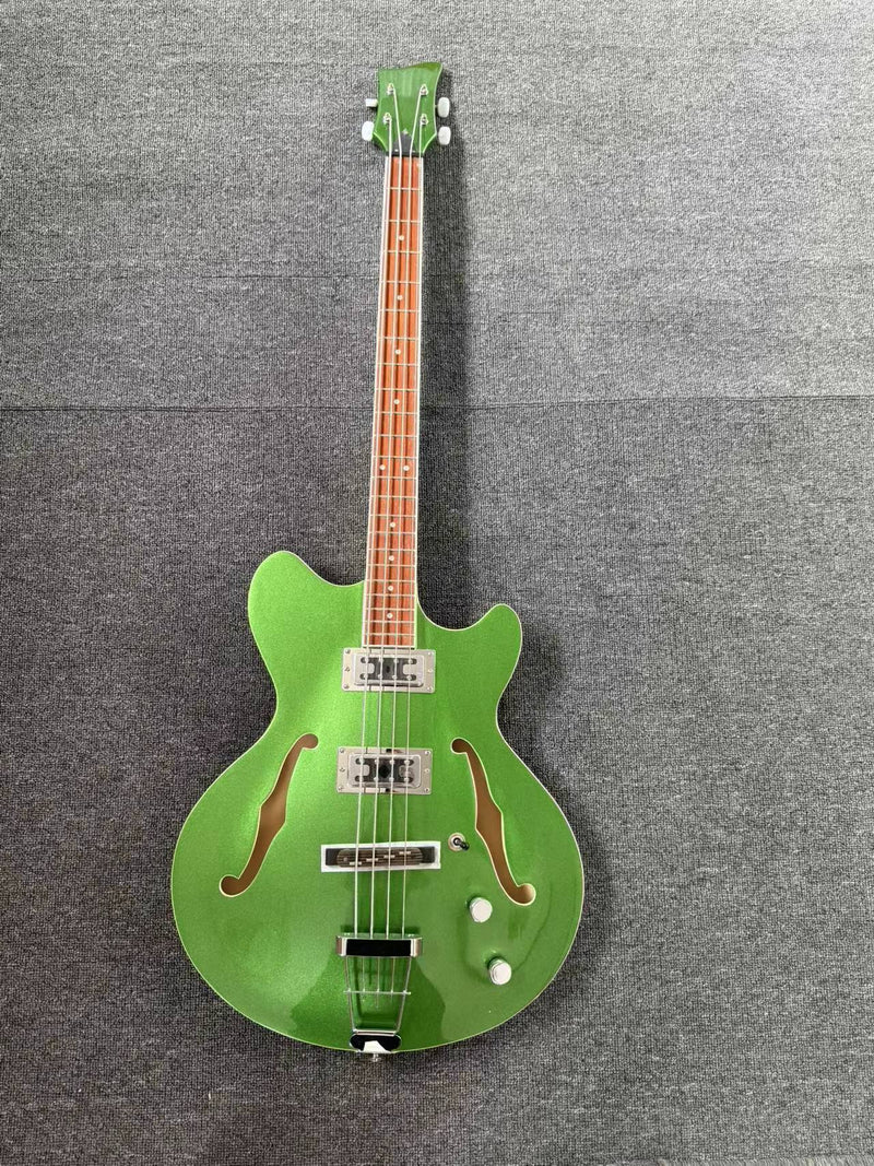 4-String Semi-Hollow Body Electric Bass Guitar with Gloss Sparkling Finish (PHY-157)