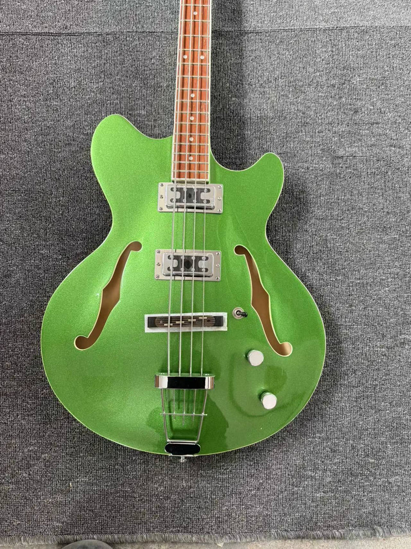 4-String Semi-Hollow Body Electric Bass Guitar with Gloss Sparkling Finish (PHY-157)