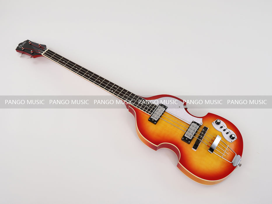 4 Strings Semi Hollow Violin Electric Bass Guitar with AAA Quilted Maple Top (PHY-099)