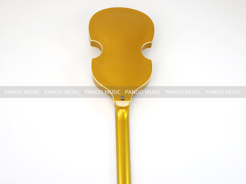 4 Strings Semi Hollow Violin Electric Bass Guitar with Gold Metallic Sparkling Finish  (PHY-107)