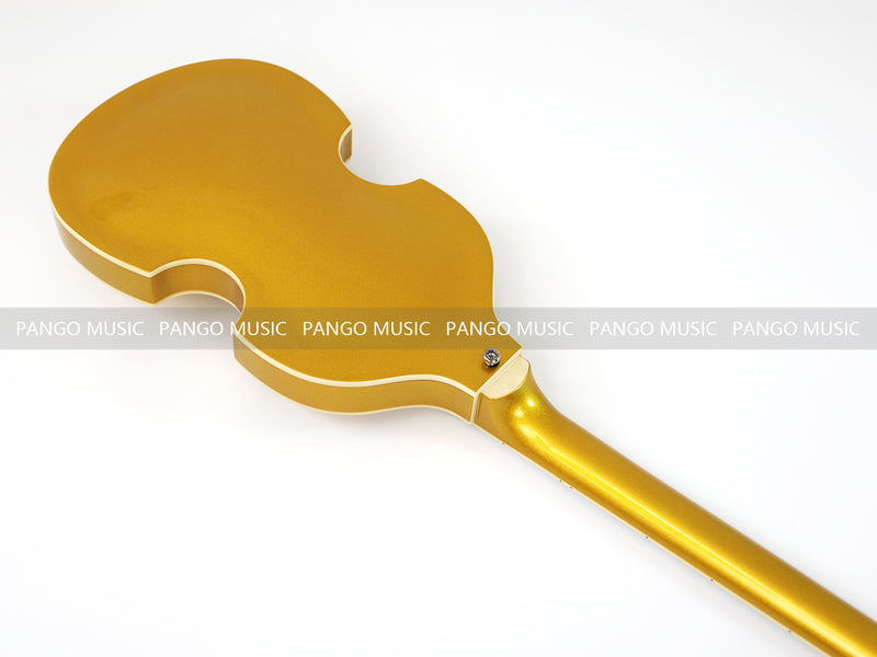 4 Strings Semi Hollow Violin Electric Bass Guitar with Gold Metallic Sparkling Finish  (PHY-107)