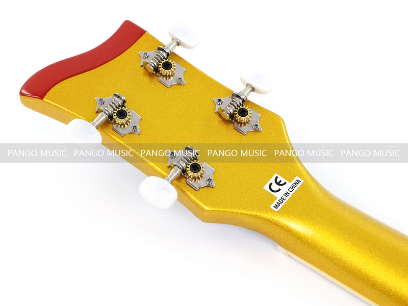 4 Strings Semi Hollow Violin Style Electric Bass Guitar with Gold Metallic Sparkling Finish  (PHY-107)
