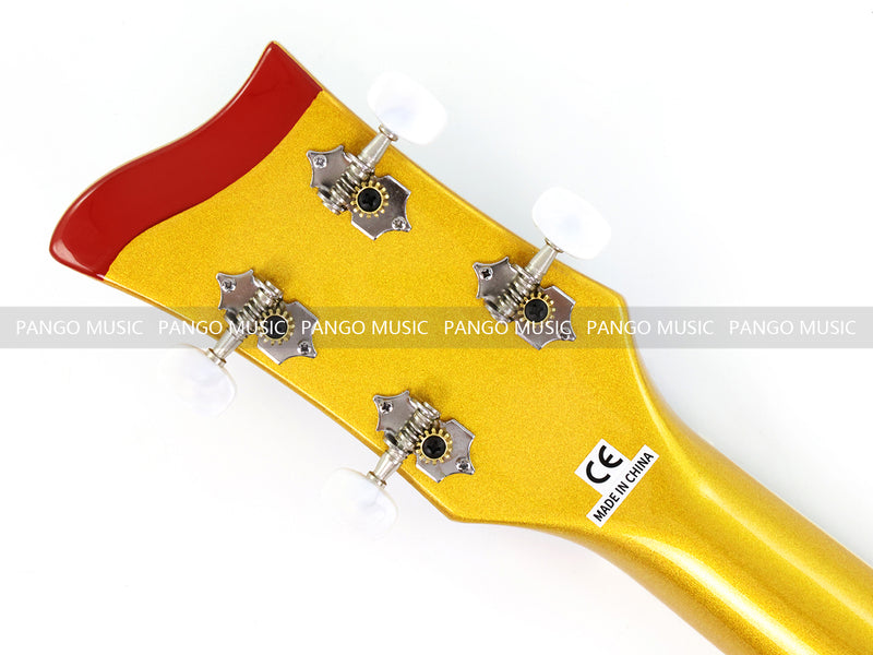 4 Strings Semi Hollow Violin Style Electric Bass Guitar with Gold Metallic Sparkling Finish  (PHY-107)