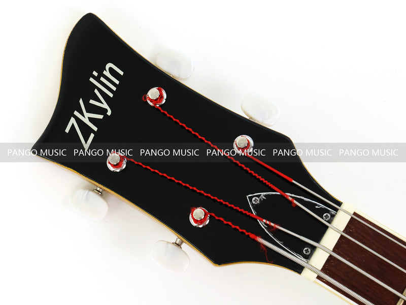 4 Strings Semi Hollow Violin Style Electric Bass Guitar with Gold Metallic Sparkling Finish  (PHY-107)