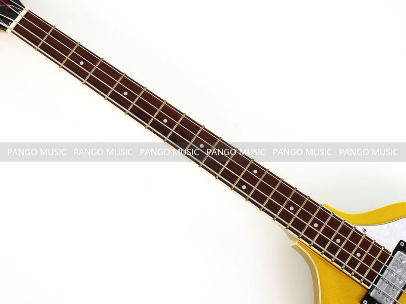 4 Strings Semi Hollow Violin Style Electric Bass Guitar with Gold Metallic Sparkling Finish  (PHY-107)