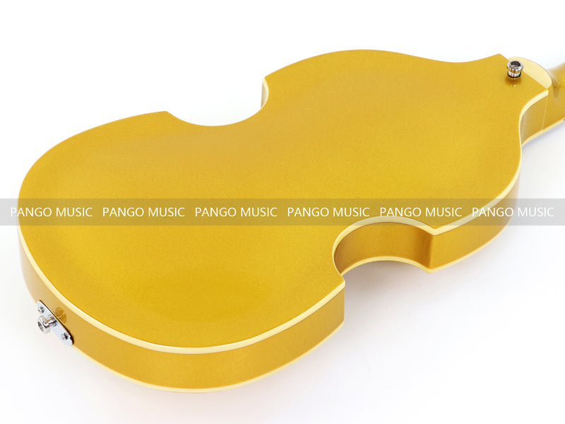 4 Strings Semi Hollow Violin Style Electric Bass Guitar with Gold Metallic Sparkling Finish  (PHY-107)