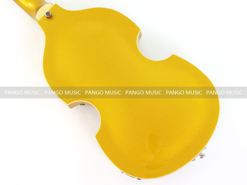 4 Strings Semi Hollow Violin Style Electric Bass Guitar with Gold Metallic Sparkling Finish  (PHY-107)