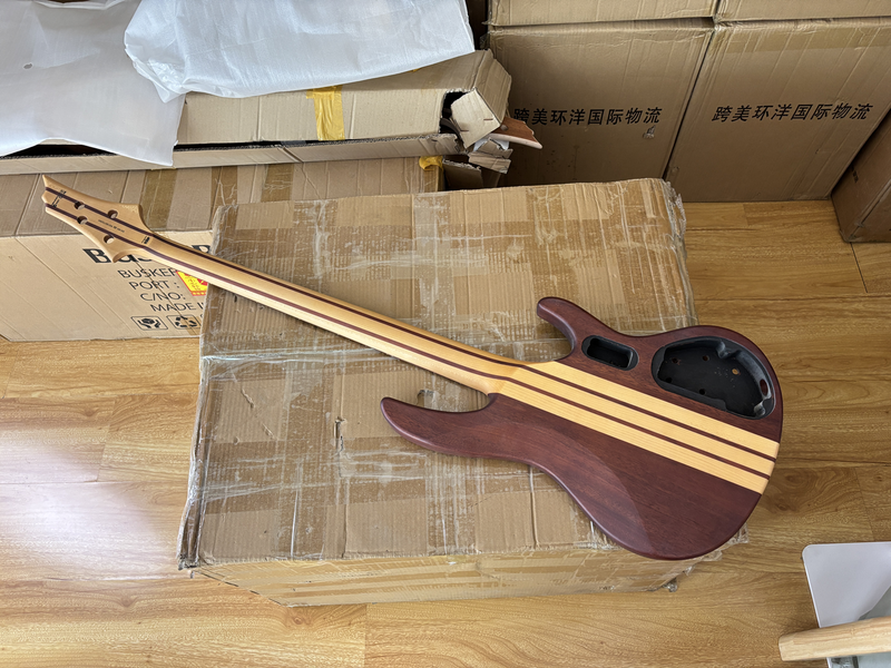 4 String Left-Handed Neck-Through DIY Electric Bass Guitar Kit with 5-piece Neck, Matte Finish (NLB-700)