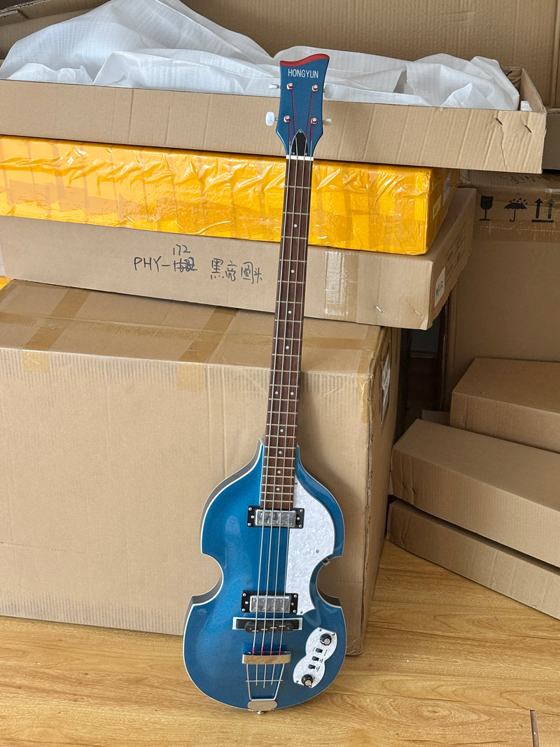 4 String Semi Hollow Violin Style Electric Bass Guitar with Metallic Sparkling Finish (PHY-109)