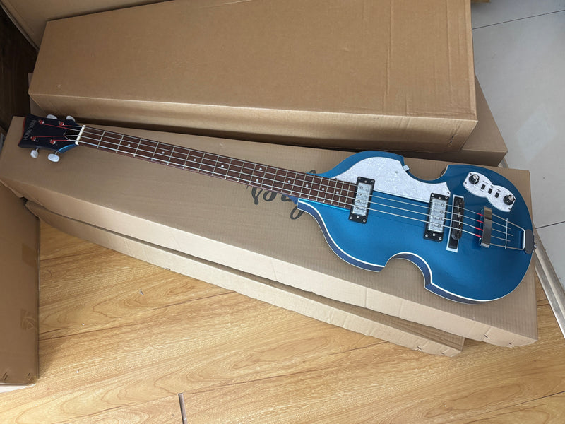 4 String Semi Hollow Violin Style Electric Bass Guitar with Metallic Sparkling Finish (PHY-109)