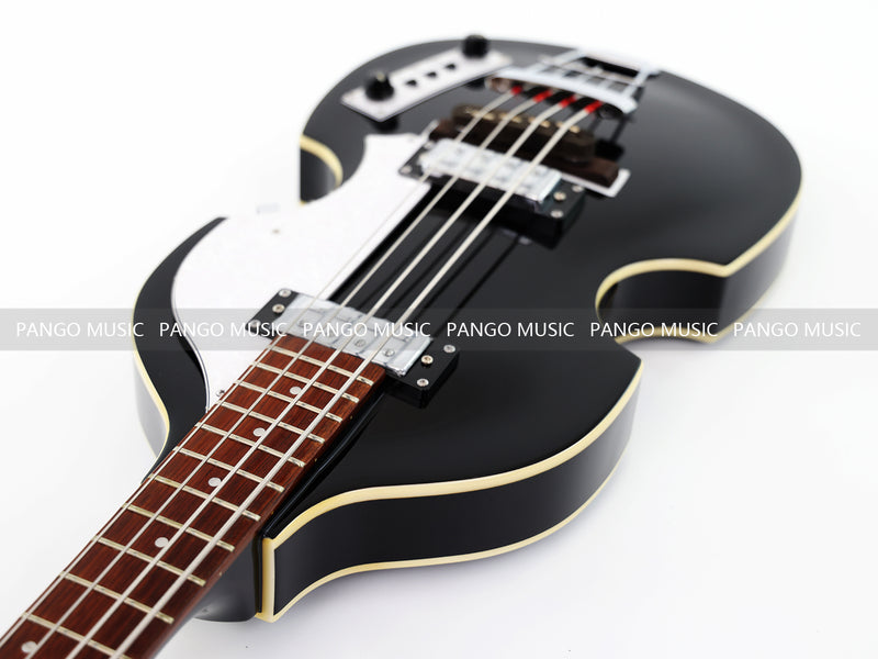 4-String Semi-Hollow Body Electric Bass Guitar Set with Gloss Black Finish (PHY-166)