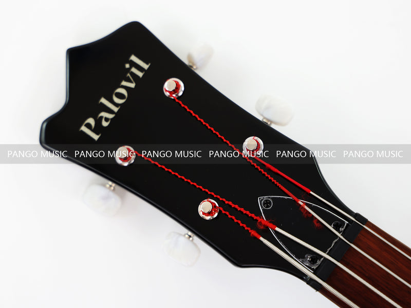 4-String Semi-Hollow Body Electric Bass Guitar Set with Gloss Black Finish (PHY-166)