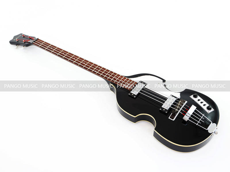 4-String Semi-Hollow Body Electric Bass Guitar Set with Gloss Black Finish (PHY-166)