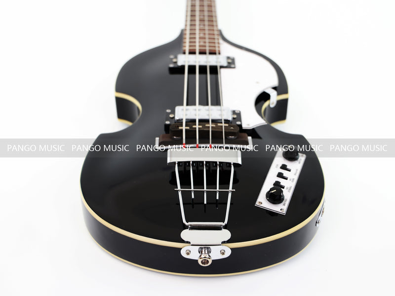 4-String Semi-Hollow Body Electric Bass Guitar Set with Gloss Black Finish (PHY-166)