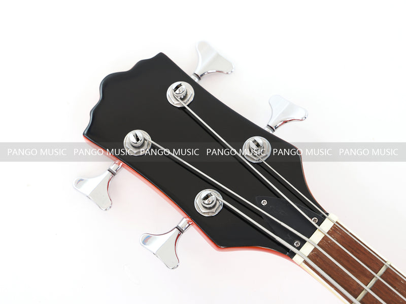 4-String Semi-Hollow Electric Bass Guitar with Gloss Orange Finish (PHY-158)