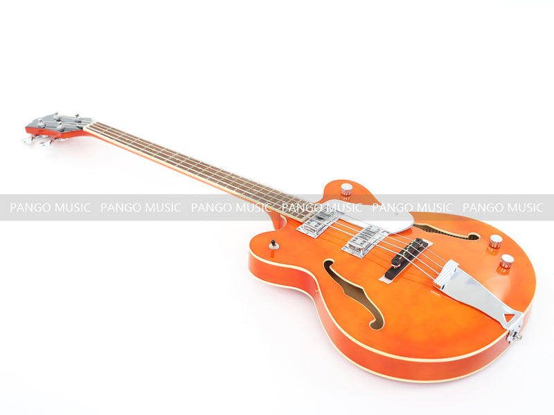4-String Semi-Hollow Electric Bass Guitar with Gloss Orange Finish (PHY-158)